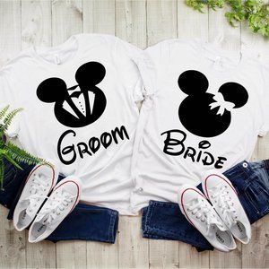 Bride and Groom Unisex Custom Soft Tshirt